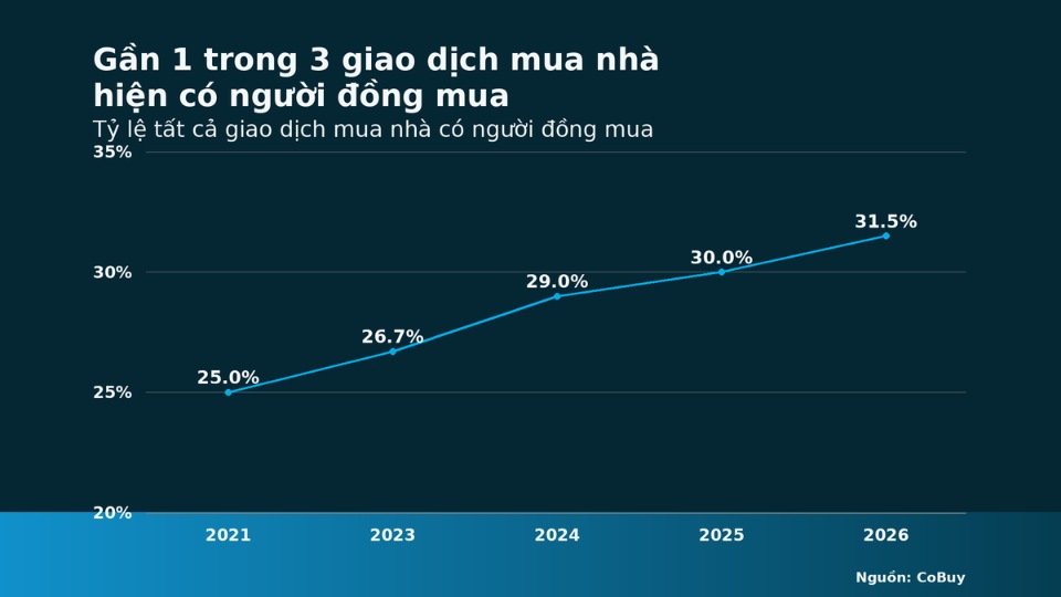 Biểu đồ thống kê tỷ lệ các giao dịch mua chung bất động sản tại Mỹ