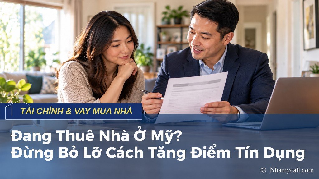 Người thuê nhà trao đổi hồ sơ tín dụng với chuyên viên vay mua nhà tại Mỹ.