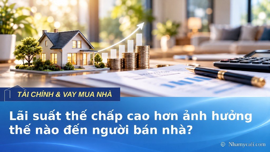 Người bán nhà trao đổi với chuyên viên địa ốc về phương án bán nhà khi lãi suất thế chấp cao.